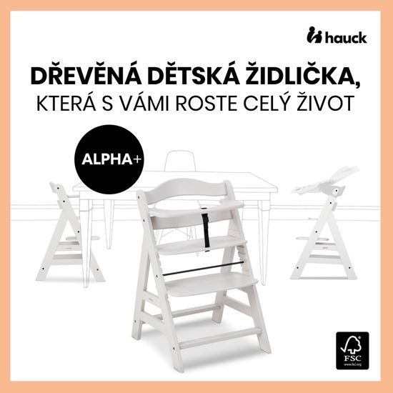 Hauck Alpha+ dřevěná židle, creme