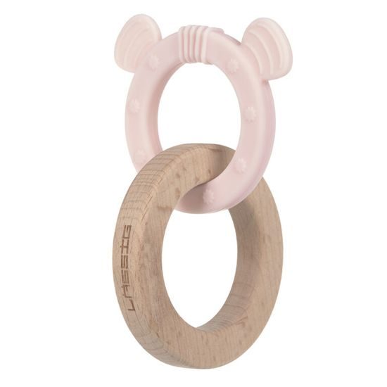 Lässig Teether Ring 2in1 Wood/Silikone Little Chums mouse