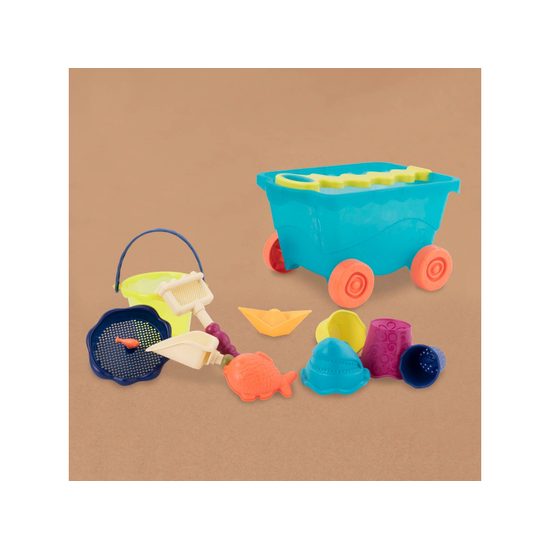 B-Toys Vozík s hračkami na písek modrý