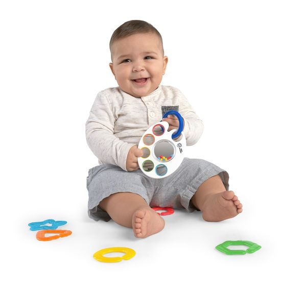 Baby Einstein Kousátko s hrkálkou s C kroužky Shake, Rattle & Soothe™ 0m+