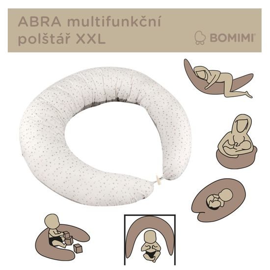 Bomimi ABRA multifunkční polštář XXL, HVĚZDIČKY bílá/šedá