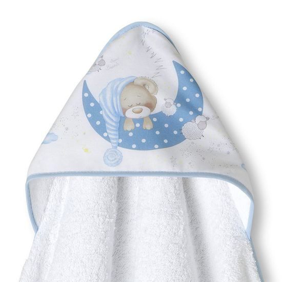 Interbaby SET - OSUŠKA froté 100x100 Medvídek spí + PŘÍTULKA - modrá