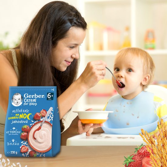 Gerber Cereal Mléčná kaše na dobrou noc jahodová 230g