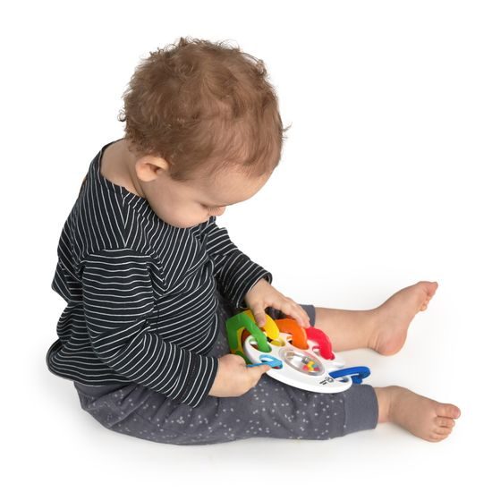 Baby Einstein Kousátko s hrkálkou s C kroužky Shake, Rattle & Soothe™ 0m+