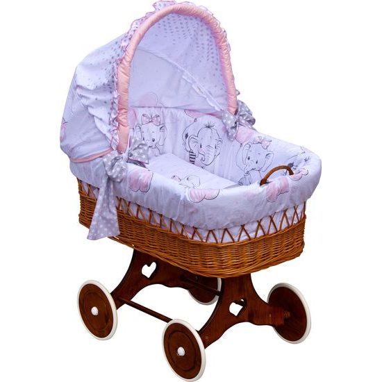 Scarlett Proutěný košík na miminko s boudičkou Scarlett Gusto růžová