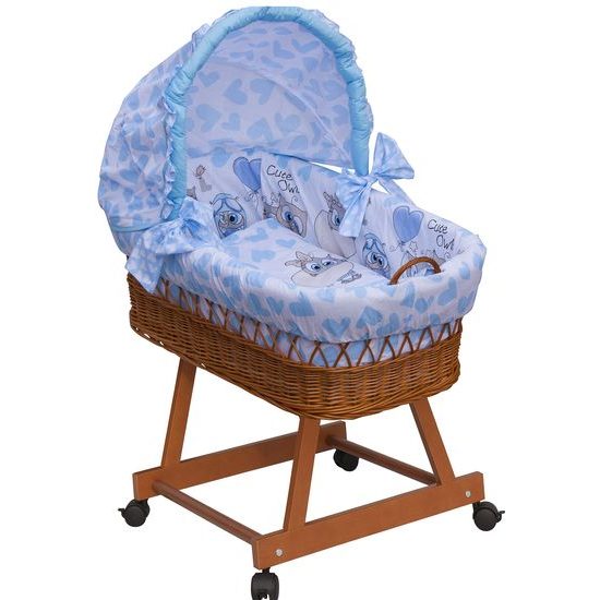 Scarlett Proutěný košík na miminko s boudičkou Kulíšek modrá