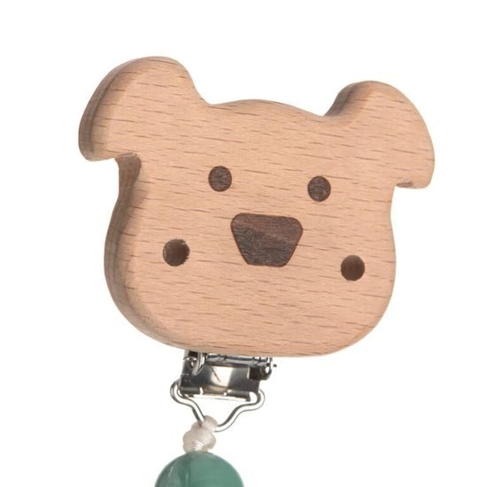 Lässig Soother Holder Wood/Silicone Little Chums dog