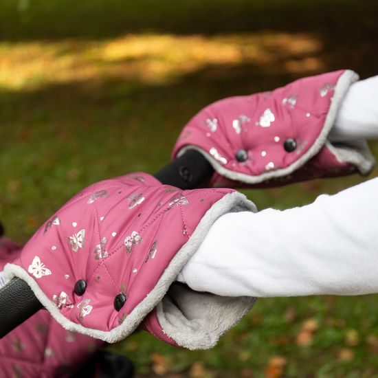 ESITO Rukavice na kočárek Golf Pink Butterfly - růžová / 2x 23 x 21 cm