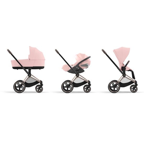 Cybex Priam 4.0 2023 sada Comfort 5v1 Rose Gold podvozek + Potah sezení + korba Lux + Cloud T Plus + Base T