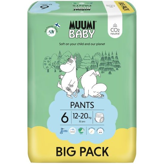 Muumi Baby Walkers 6 Junior 12-20 kg (52 ks), kalhotkové eko pleny