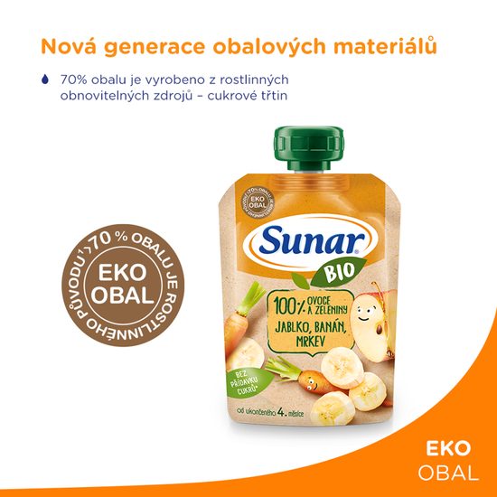 Sunar BIO kapsička Jablko, banán, mrkev 100g