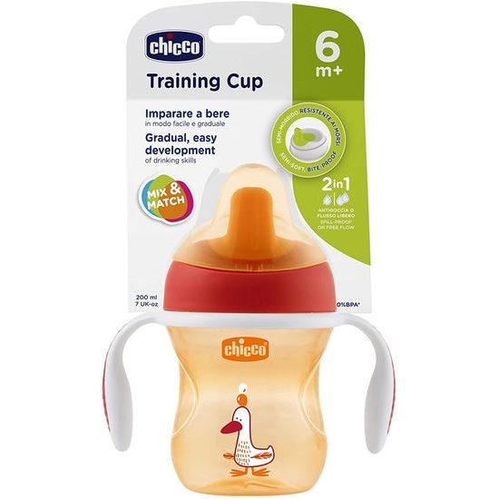 Chicco Hrneček Training s držadly 200ml červený 6m+