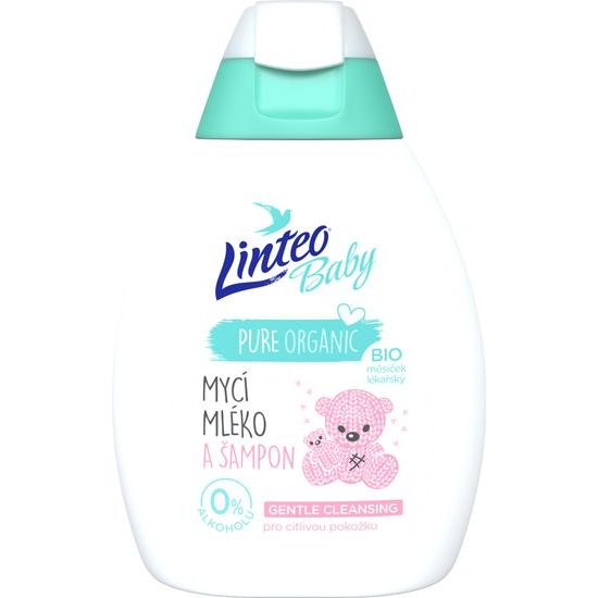 LINTEO BABY Dětské mycí mléko a šampon s Bio měsíčkem lékařským 250ml