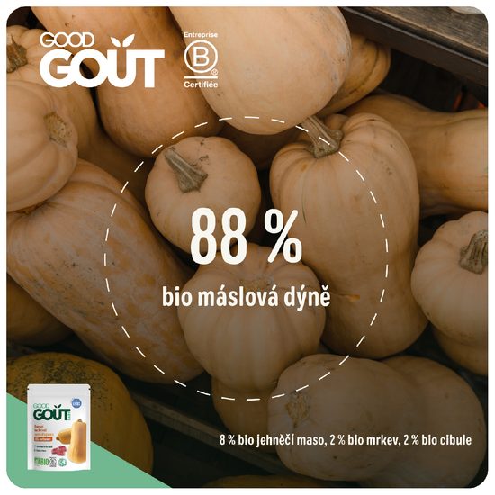 Good Gout BIO Máslová dýně s jehněčím masem 190 g