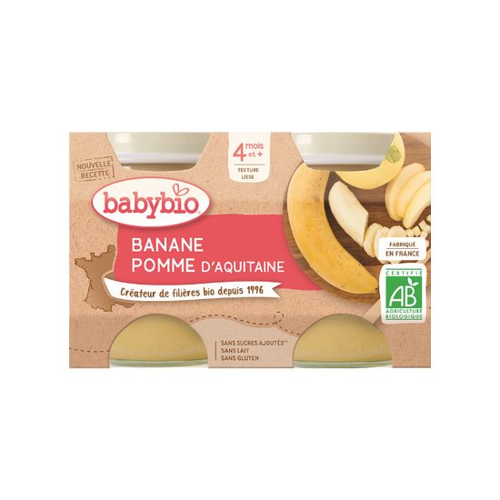 BABYBIO banán jablko 2x130 g