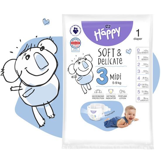 Bella Baby HAPPY Soft&Delicate 3 Midi 5-9kg 16ks