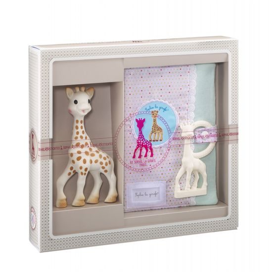 Vulli Dárkový set - žirafa Sophie + pouzdro na zápisky & kousátko v barvě Ivory