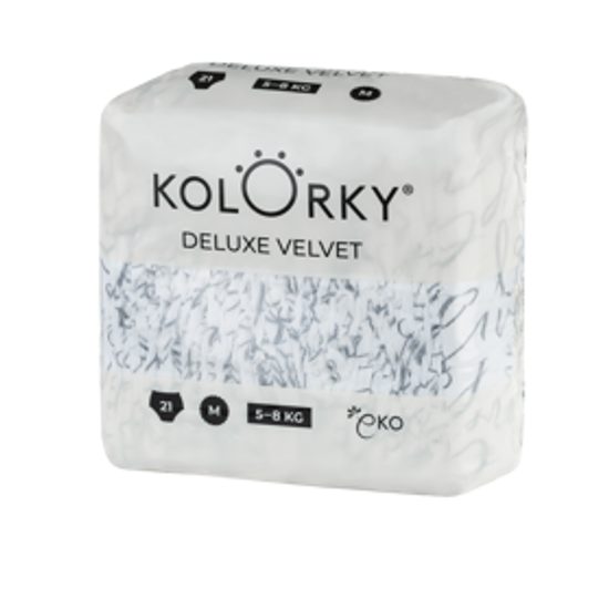 Kolorky DELUXE VELVET Love Live Laugh M (5-8 kg) 21 ks jednorázové eko plenky se sametovým povrchem