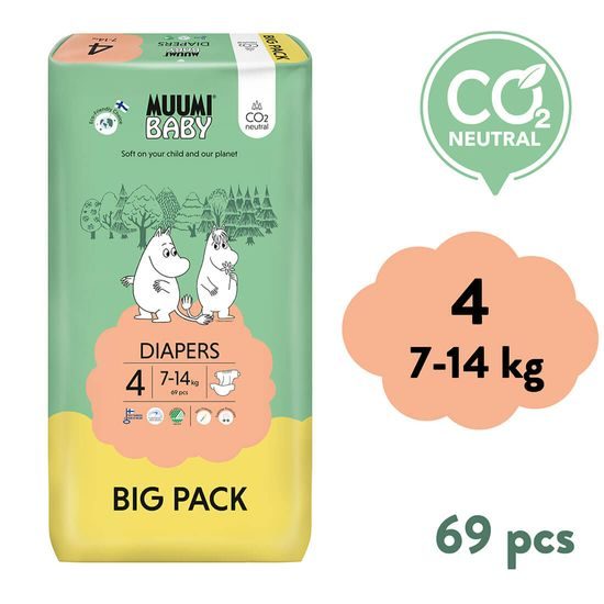 Muumi Baby 4 Maxi 7–14 kg (69 ks), eko pleny