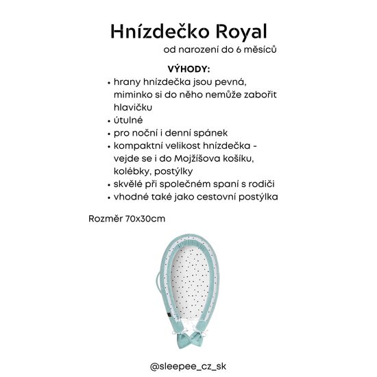 Hnízdečko pro miminko Sleepee Royal Baby Green