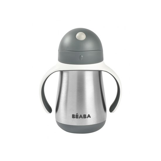 Beaba Hrnek termoizolační s brčkem nerez 250ml Mineral Grey