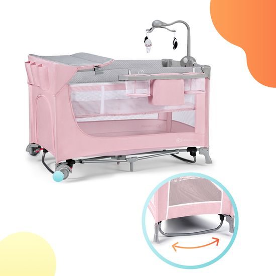 Kinderkraft postýlka cestovní Leody s doplňky Pink