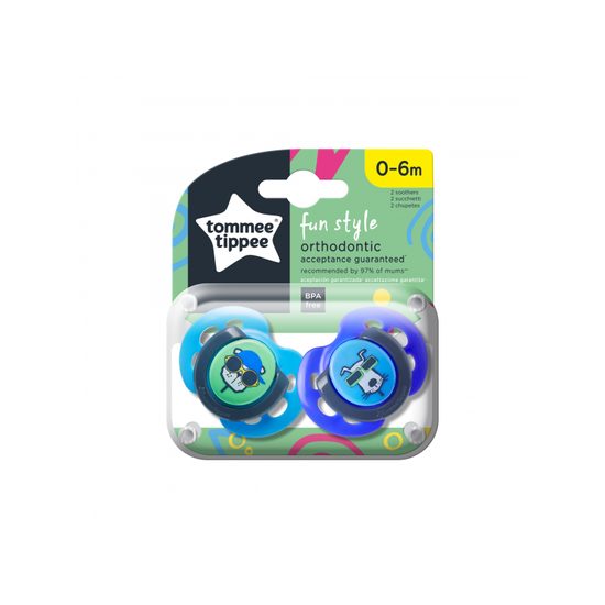 Tommee Tippee Šidítko C2N silikon Fun 2ks 0-6m