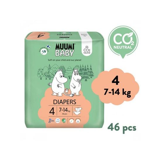 Muumi Baby 4 Maxi 7–14 kg (46 ks), eko pleny