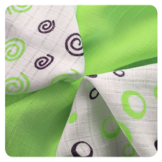 Kikko Bambusové ubrousky XKKO BMB 30x30 Spirals&Bubbles Lime MIX 9ks