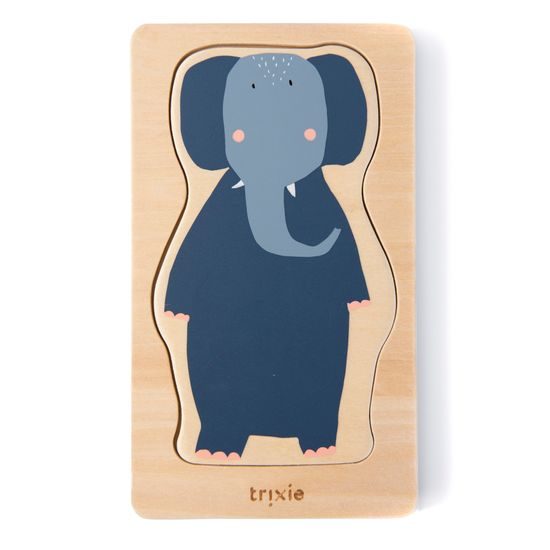 Trixie Baby Dřevěné 4-vrstvé puzzle zvířátka