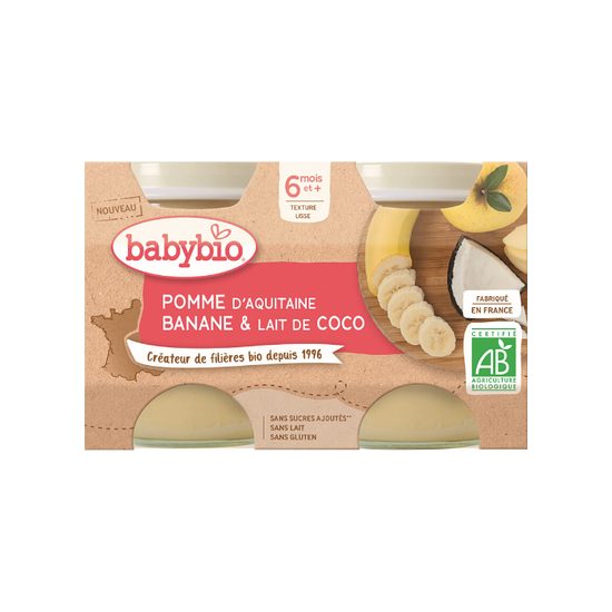 BABYBIO jablko banán s kokosovým mlékem 2x130 g