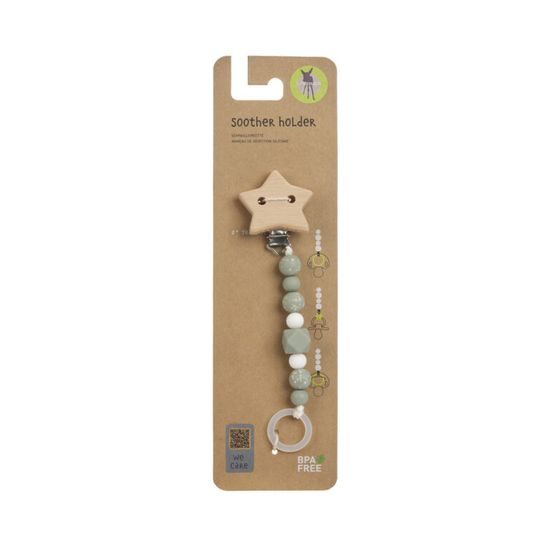 Lässig Soother Holder Wood/Silicone Little Universe star olive