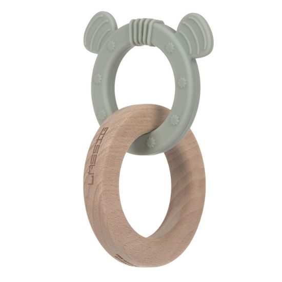 Lässig Teether Ring 2in1 Wood/Silikone Little Chums cat