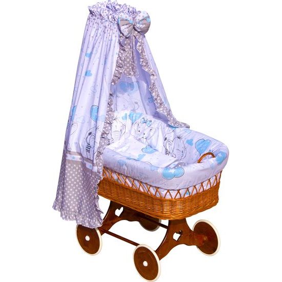 Scarlett Proutěný košík na miminko s nebesy Scarlett Gusto - modrá