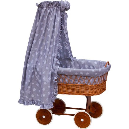 Scarlett Proutěný košík na miminko s nebesy Scarlett Hvězdička šedá