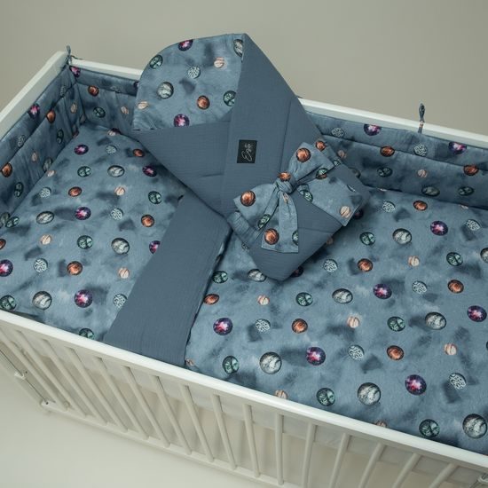 ESITO Luxusní dětské povlečení mušelín Planets - 100 x 135, 60 x 40 cm / modrá