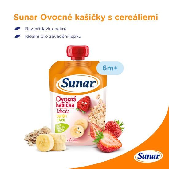 Sunar Ovocná kašička jahoda banán ovesné vločky 120g