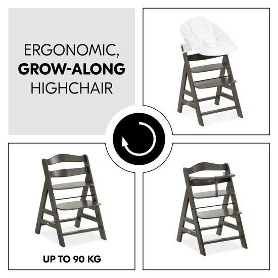 Hauck Alpha+ Select dřevěná židle, charcoal