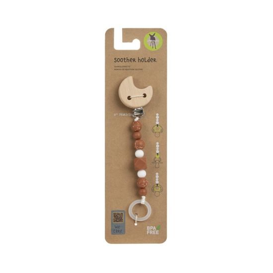 Lässig Soother Holder Wood/Silicone Little Universe moon rust