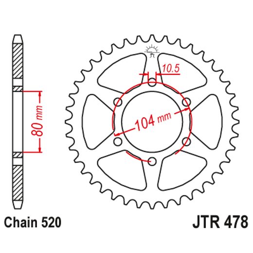 ŘETĚZOVÁ ROZETA JT JTR 478-46 46 ZUBŮ, 520