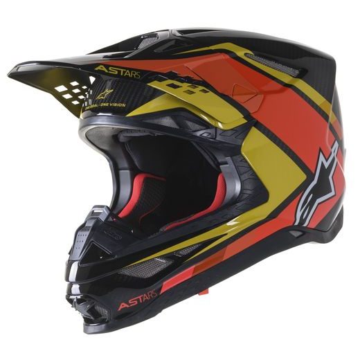 PRILBA SUPERTECH S-M10 CARBON META2 2022, ALPINESTARS (ČERNÁ/ŽLUTÁ/ORANŽOVÁ LESKLÁ)