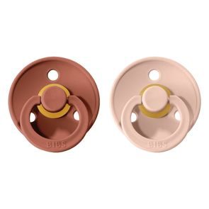 BIBS Colour Dudlíky kaučuk kulaté 0-6m 2ks Woodchuck/Blush
