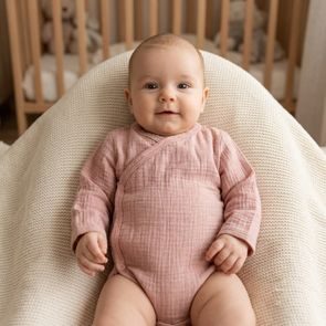 Le Bebe Zavinovací body dlouhý rukáv Méďa BÉŽOVÁ