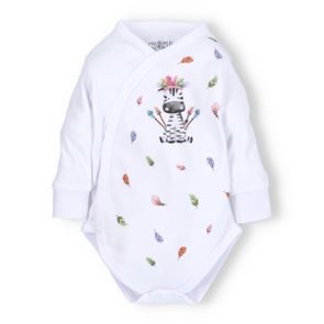 NINI Zavinovací body dlouhý rukáv Zebra BÍLÉ