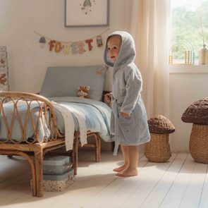 BIBS Kangaroo froté pončo BIO bavlna SAGE