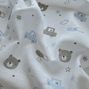 PREM Bavlněná plena 70x70cm Méďa s Autíčky NEW