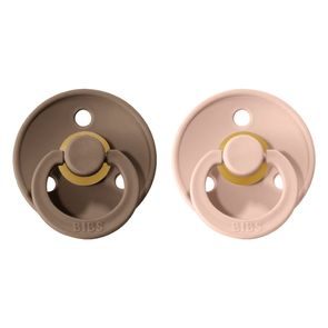 BIBS Colour Dudlíky kaučuk kulaté 0-6m 2ks Dark Oak/Blush