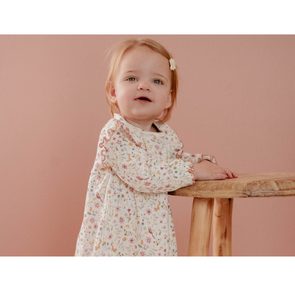 Helen Tylové šaty Pink Flowers s modrou sukýnkou