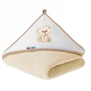 Akuku Dětská osuška s kapucí 100x100cm MÉĎA KRÉMOVÁ