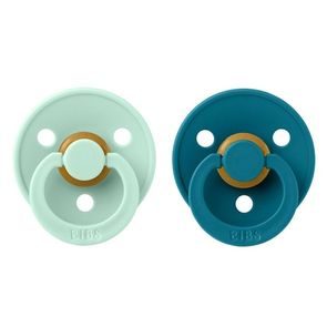 BIBS Colour Dudlíky kaučuk kulaté 0-6m 2ks Nordic Mint/Forest Lake